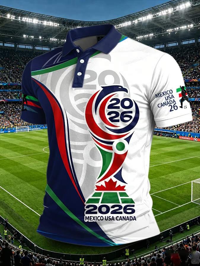 Mexico USA Canada Football Lover Print Polo, We Are 26 Soccer Shirt, Men's V-Neck T-Shirts