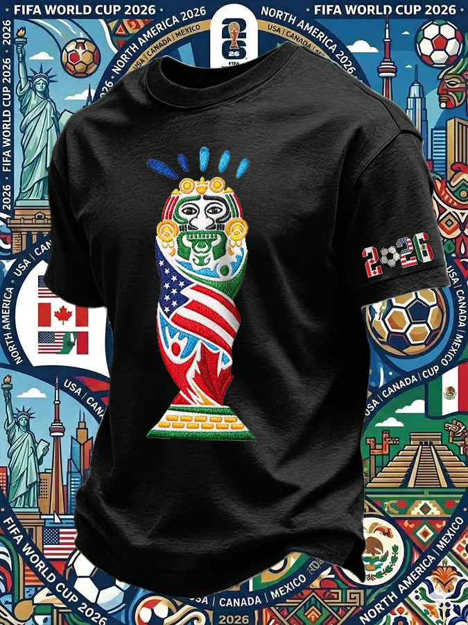 Retro Vibe Football Trophy Men's V-Neck T-Shirts, Football Lover We Are 26 Soccer Shirt