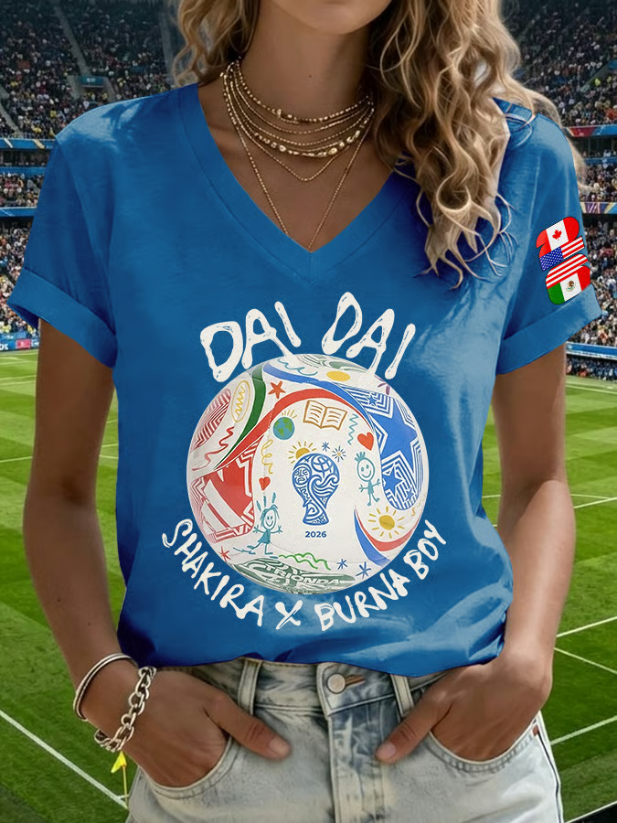 Retro Vibe Football Song V-neck Shirt, Women's Soccer Shirts, Football Lover We Are 26 Soccer Shirt