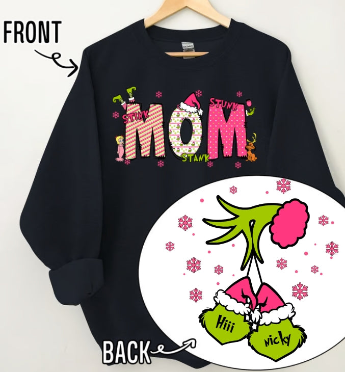 Mom Kids Nick Name Custom Christmas Sweatshirt, Custom Kids Family Sweatshirt, Christmas Gift For Grandma