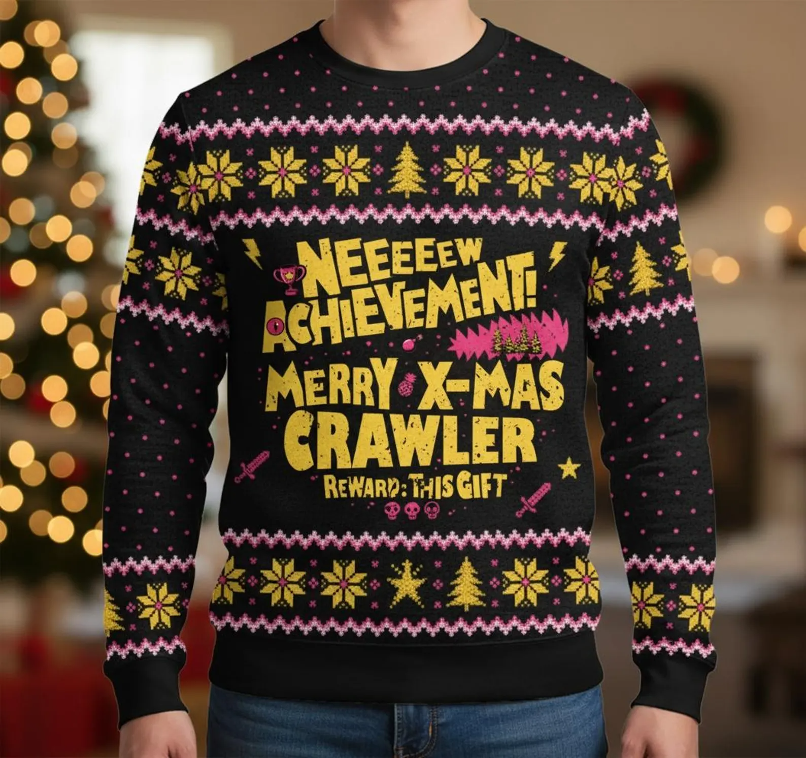 Achievements Ugly Christmas Sweater, Crawler Carl Sweater, Bookish Ugly Sweater