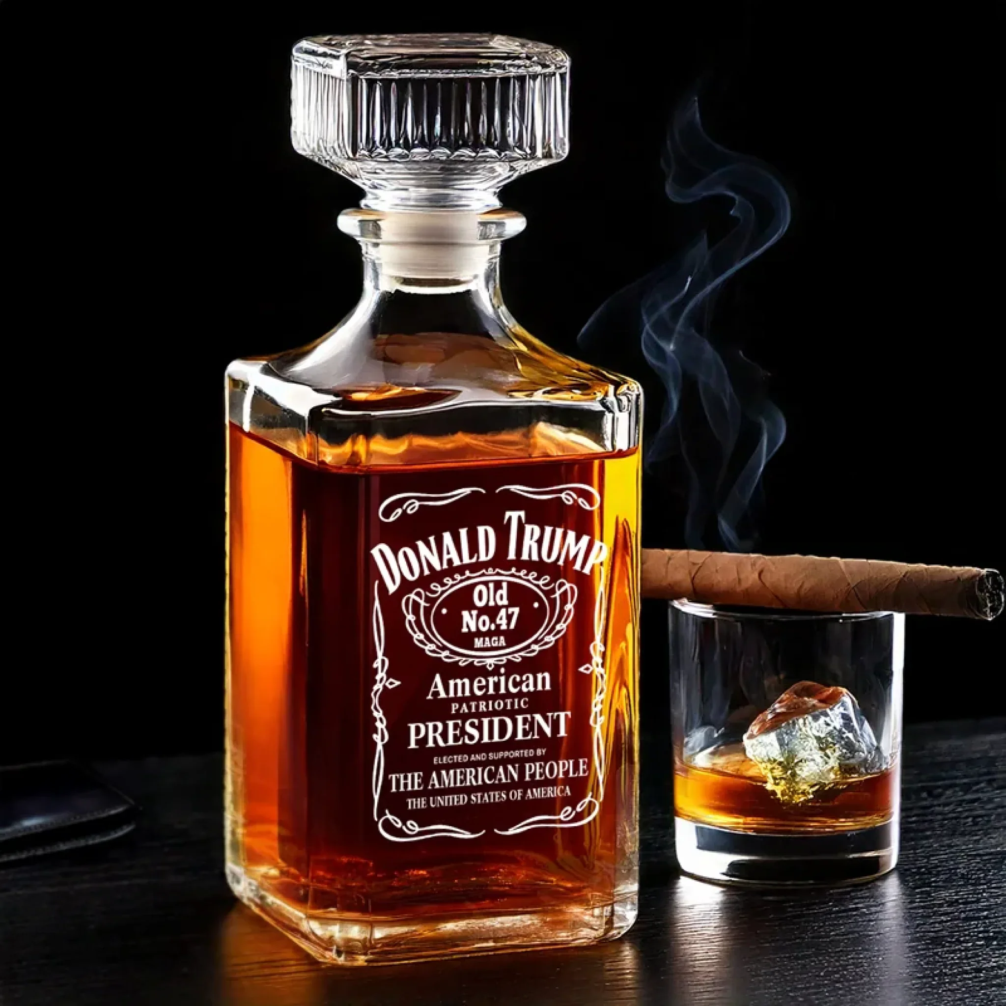 A Toast To Bold Leadership Whiskey Decanter Set American Glassware Wine Glasses Set