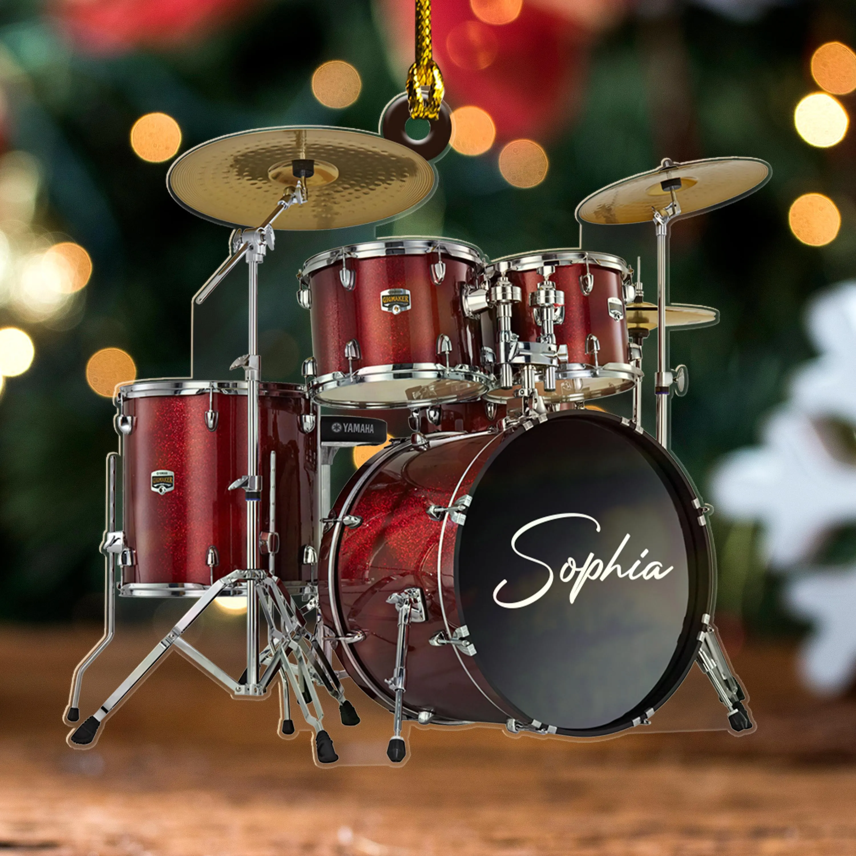 Custom Name Drum Ornament, Drum Christmas Acrylic Ornament, Music Theme Drum Lovers Xmas Gifts