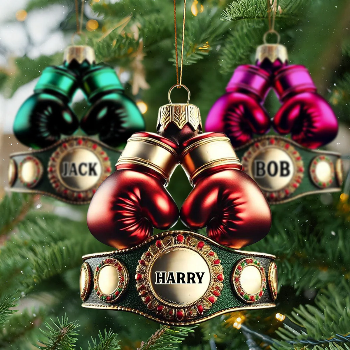 Custom Name Boxing Champion Acrylic Ornament, Boxing Lover Ornament Cool Christmas Gift