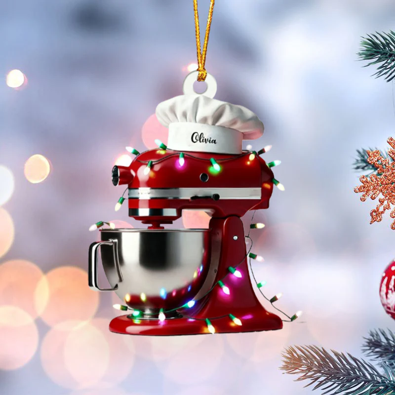 Custom Name Cream Mixer Powder Mixer Acrylic Ornament, Baking Tool Christmas Unique Gift