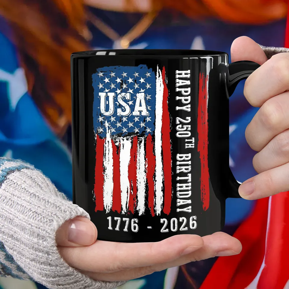 Happy 250th Birthday America Flag Mug, Unique Patriotic Gifts Ceramic Coffee Mug