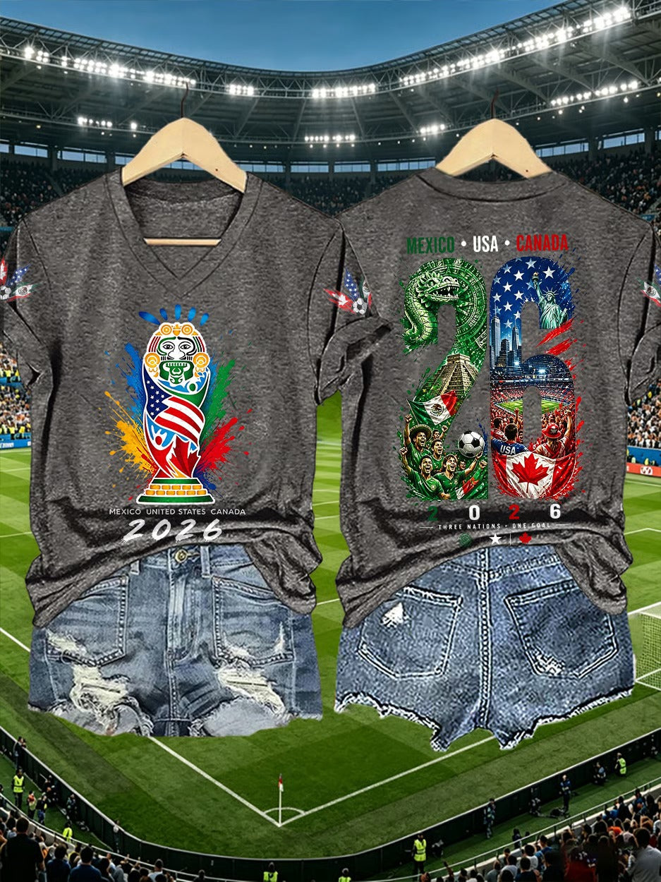 2026 North America Trophy Grey Shirt, American Soccer Stadium Gifts, Unisex Gameday T-Shirts
