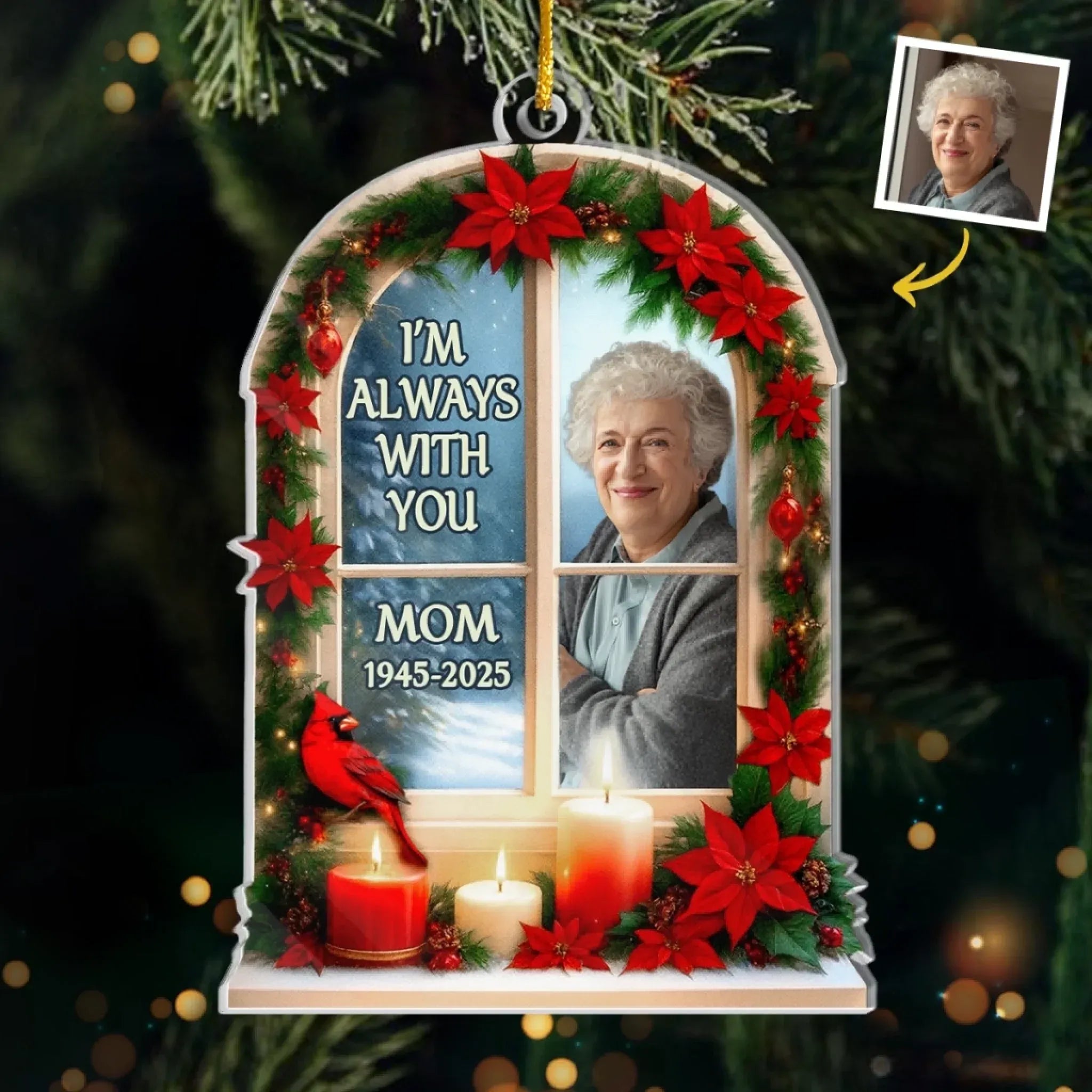 The Light Of Your Love Guides Me Custom Photo Acrylic Ornament, Memorial Sympathy Gifts For Loss, Christmas Tree Ornaments