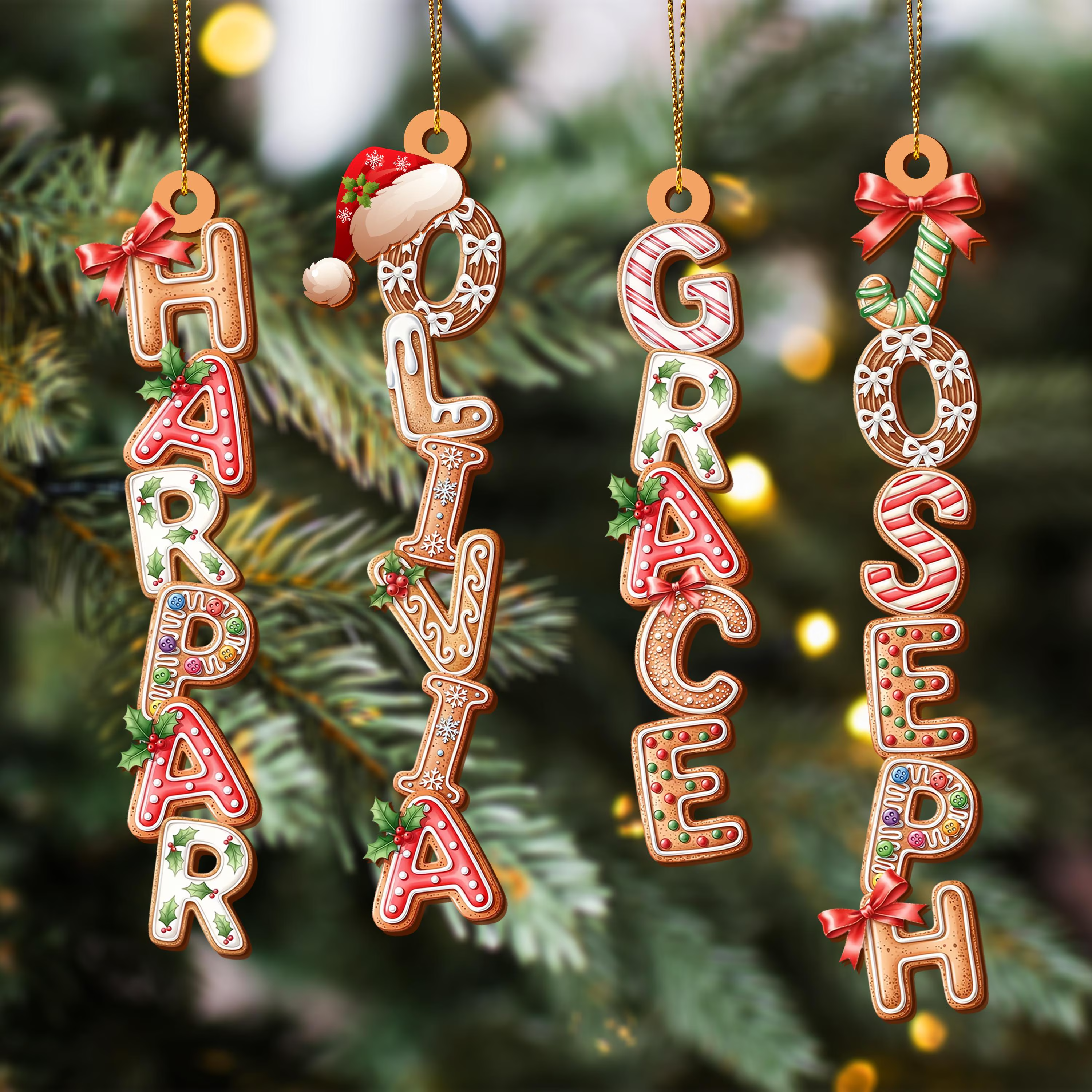 Gingerbread Letter Ornament, Personalized Stocking Tags, Kids Christmas Gifts, Christmas Ornaments For Family