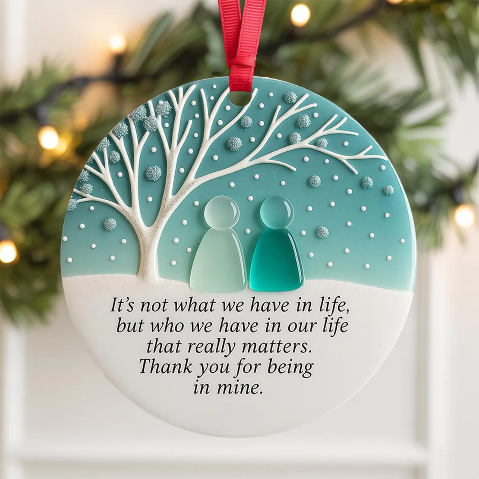 Personalized Friendship Acrylic On Ceramic Friendship Decor Xmas Ornament, Sea Glass Christmas Ceramic Ornament