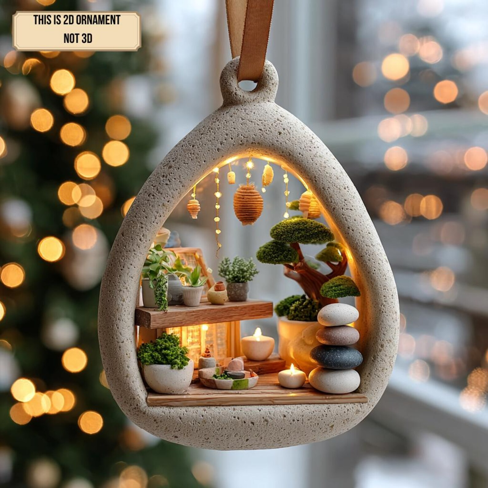 Zen Garden Terrarium Acrylic Ornament, Lovers Meditation Bonsai Tree Decor, Meditation Gift, Mindfulness Space