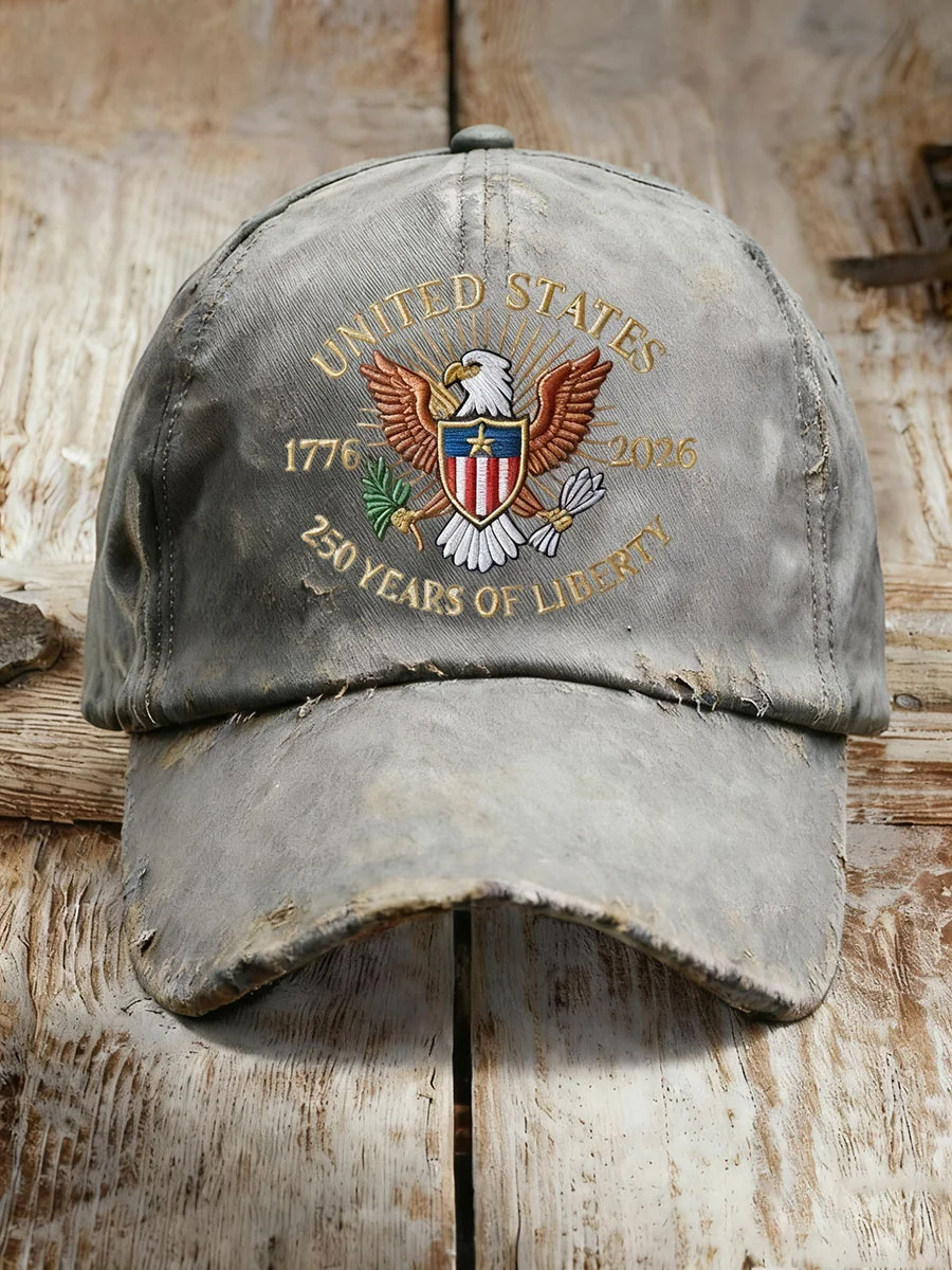 United States 250 Years Printed Casual Unisex Gray Cap, Gift for Patriotic Americans Mens Dad Cap