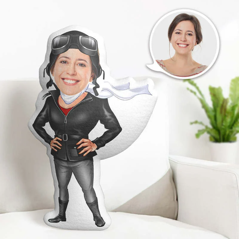 Custom Face Pilot Mini Me Pillow, Funny Throw Pillow, Body Pillow With Face, Personalized Valentines Gift