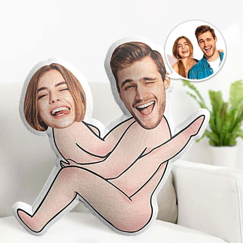 Naughty Couple Funny Throw Pillow, Adult Position Custom Face Pillow With Body, Personalized Valentines Gift