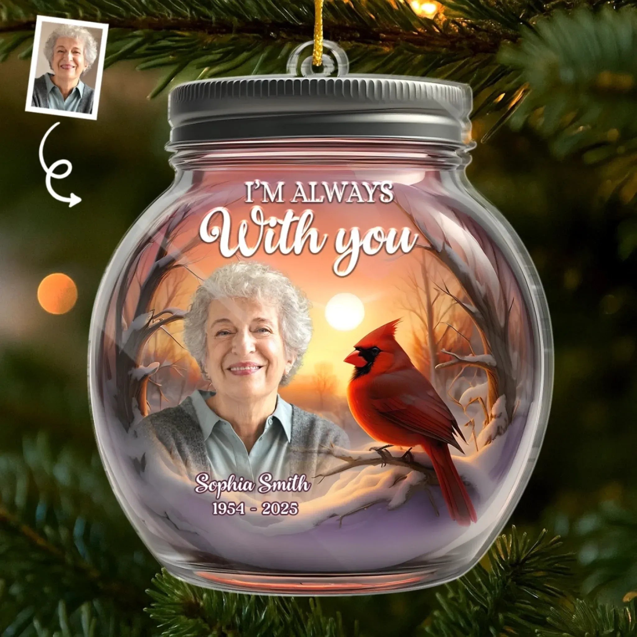 With Me Forevermore Custom Photo Acrylic Ornament, Memorial Sympathy Gifts For Loss, Christmas Tree Ornaments
