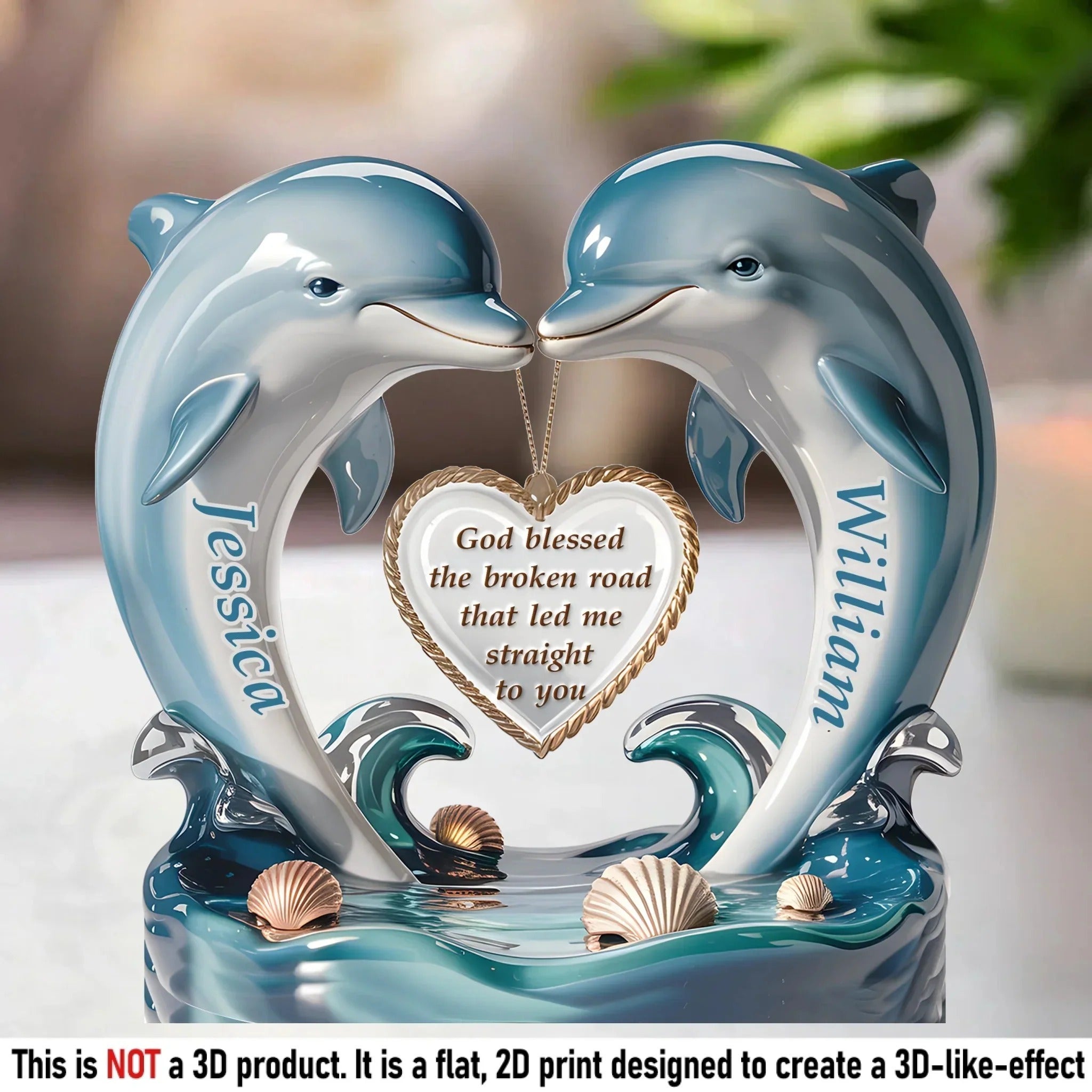 Bless The Broken Road That Led Me Straight To You Dolphin Couple Acrylic Plaque, Personalized Valentines Gift