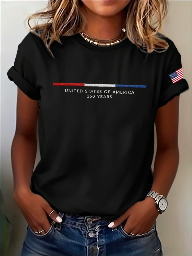 America 250th Anniversary Ladies T-Shirts, 4th Of July Shirt, Patriotic Women Shirt