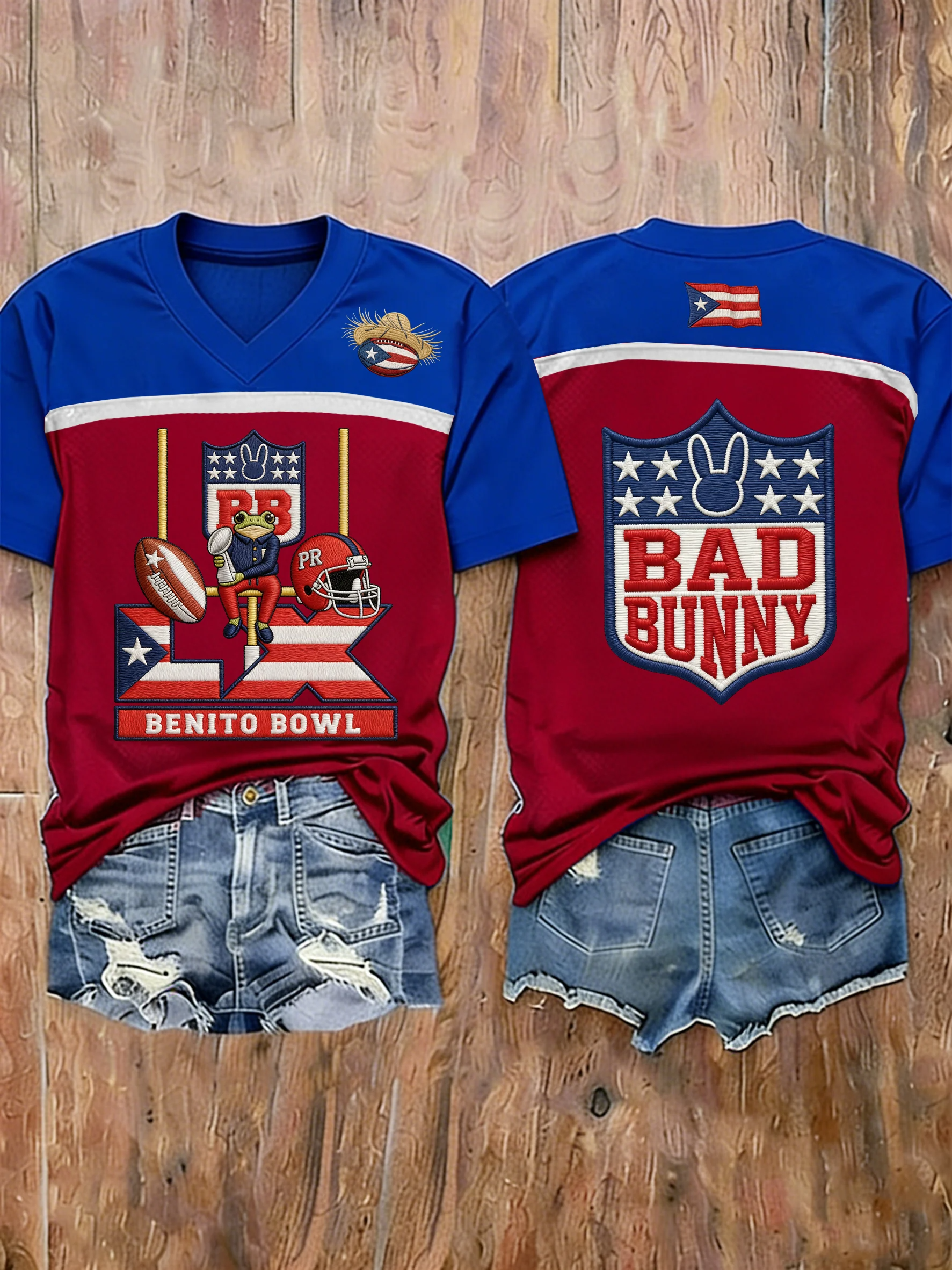 Bad Bunny Here For The Benito Bowl Jersey, Concho Frog 2026 Red Football Tee Bad Bunny Gift