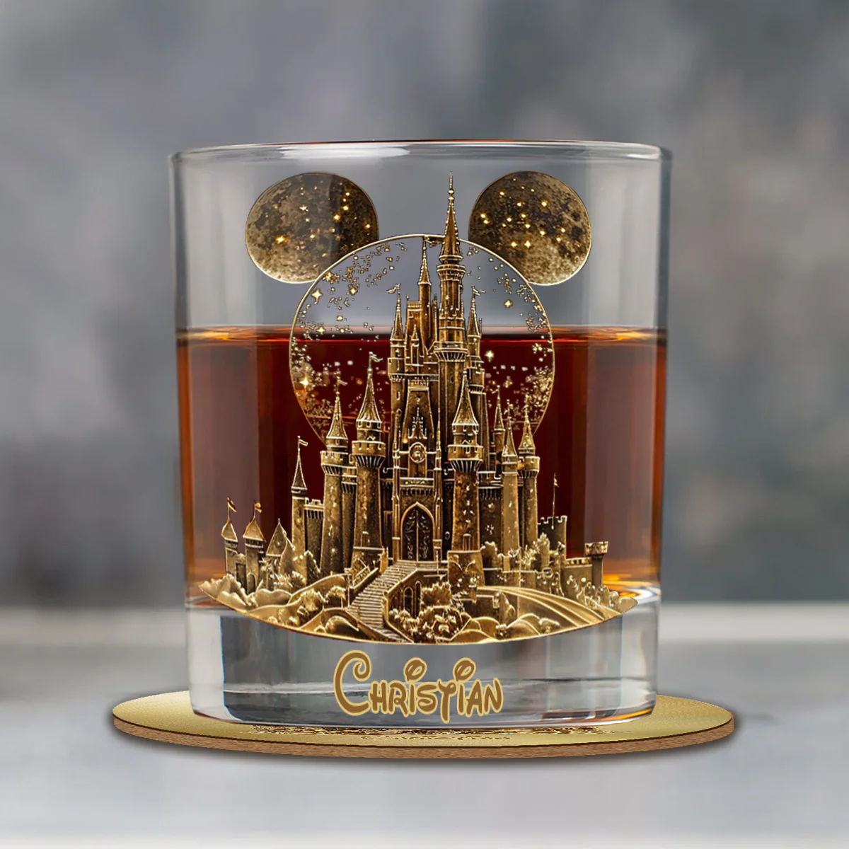 Fairy Tale Castle Custom Whiskey Glasses, Gift For Whiskey Lover, Magic Theme Custom Rocks Glasses