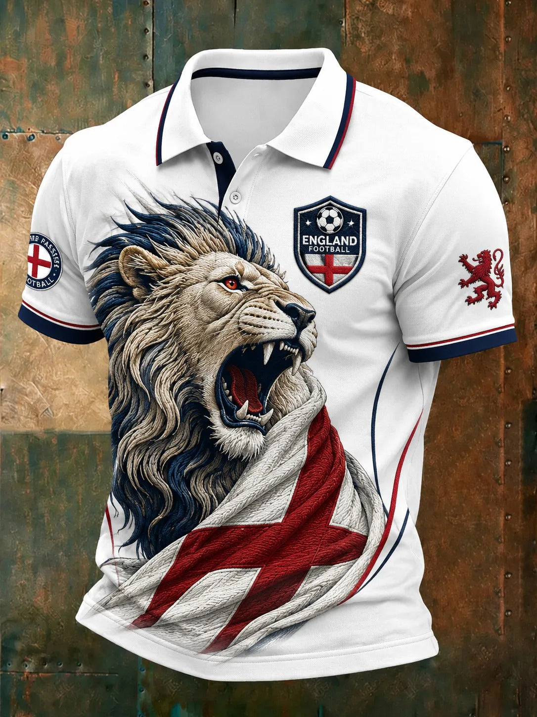 England Football Team Lion And Flag Retro Polo, Unisex Gameday T-Shirts, Soccer Fan Gift