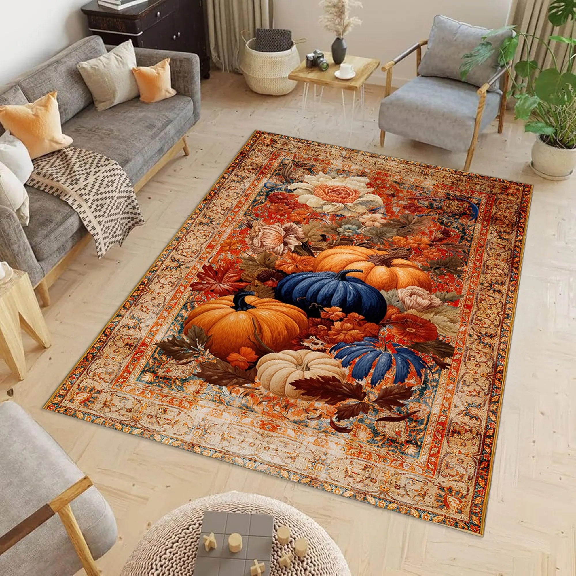 Fall Decorative Pumpkins, Halloween Area Rug, Halloween Room Decor, Housewarming Gift Ideas