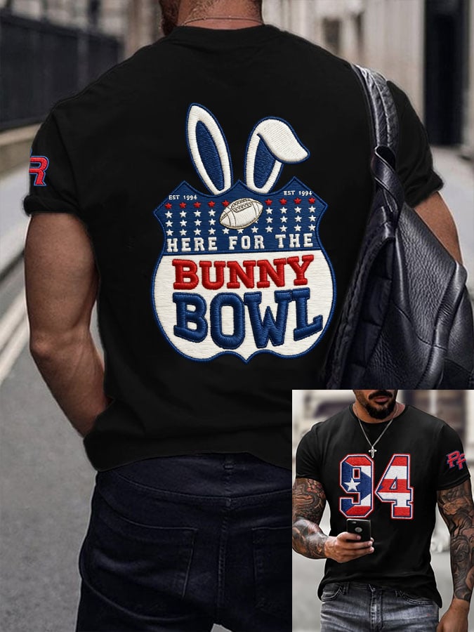 Here For The Bunny Bowl Benito Bowl Football Theme LX Big Game Football Tee, Game Day Bunny Shirt