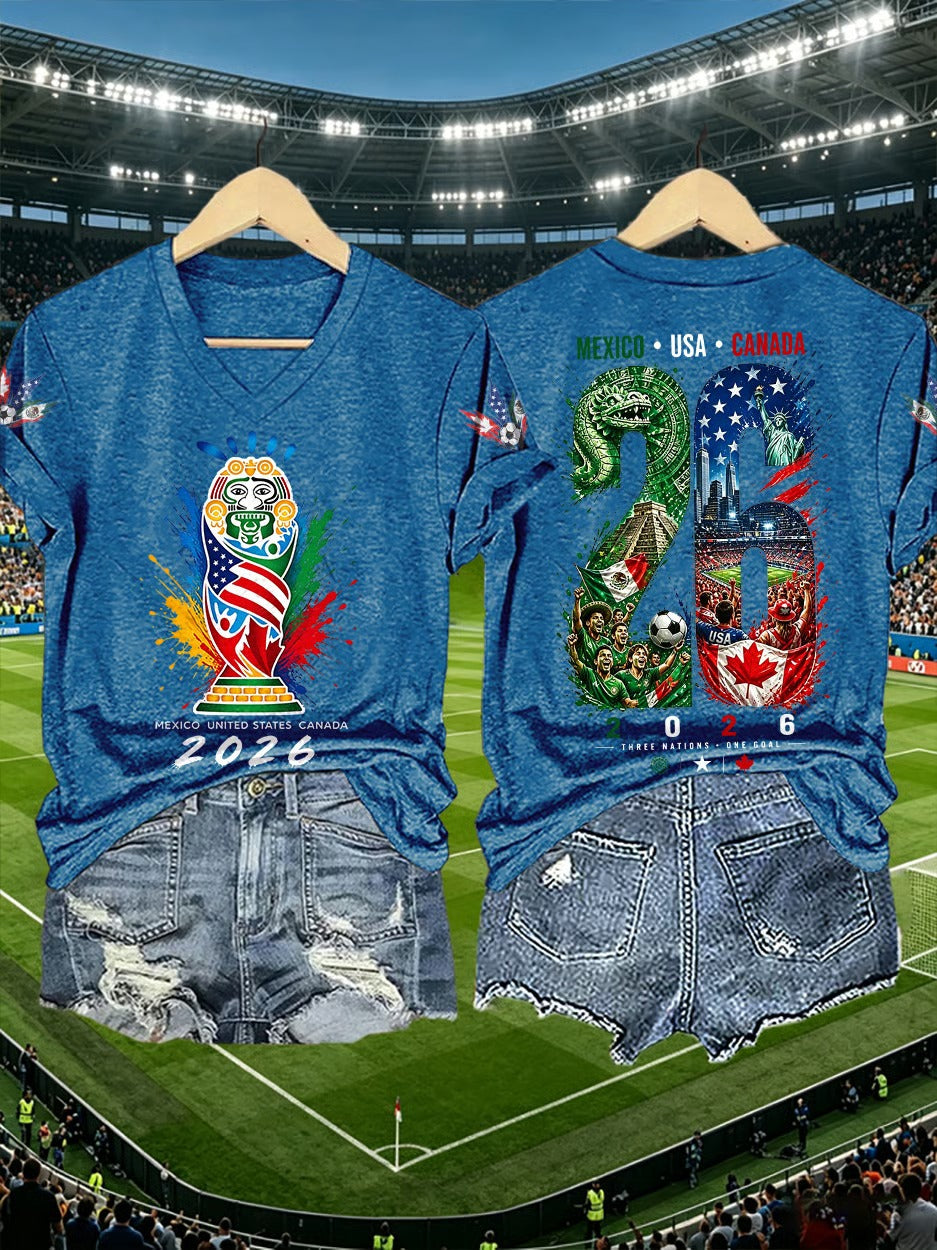2026 North America Trophy Blue Shirt, American Soccer Stadium Gifts, Unisex Gameday T-Shirts