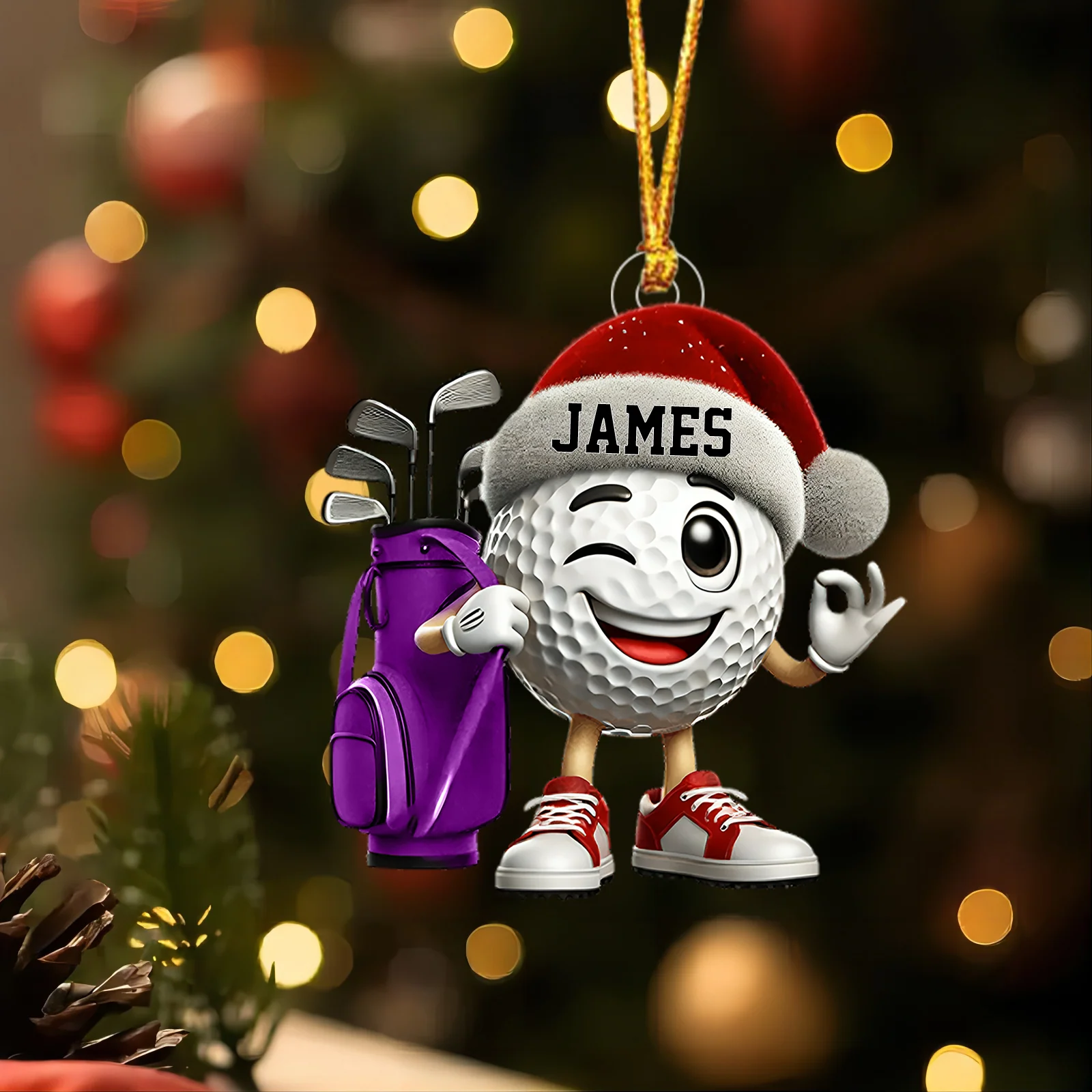 Custom Name Golf Ball Ornament, Golf Ornaments For Christmas Tree, Christmas Presents For Golfers