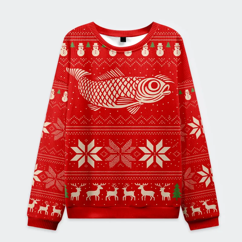 Fish Snow Japanese Funny Ugly Sweater, Ugly Xmas Sweater, Christmas Ugly Sweatshirt