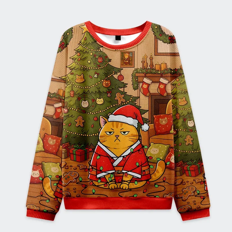 Fat Cat Christmas Funny Ugly Sweater, Ugly Xmas Sweater, Christmas Ugly Sweatshirt