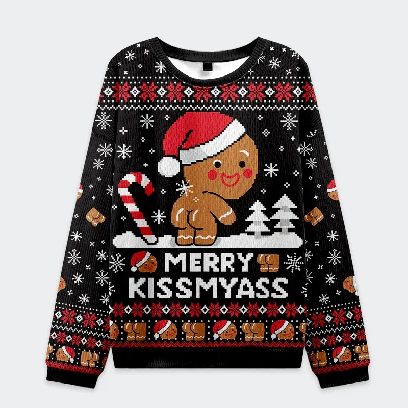 Kissing The Gingerbread Man's Butt Funny Ugly Sweater, Ugly Xmas Sweater, Christmas Ugly Sweatshirt