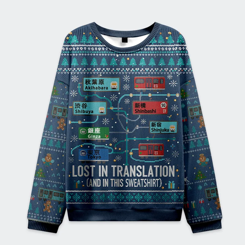Exploring Tokyo Trains Lost in Translation Funny Ugly Sweater, Ugly Xmas Sweater, Christmas Ugly Sweatshirt