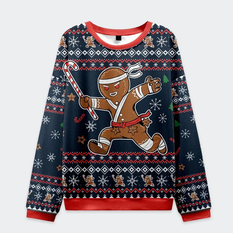 Gingerbread Man Japanese Samurai Funny Ugly Sweater, Ugly Xmas Sweater, Christmas Ugly Sweatshirt