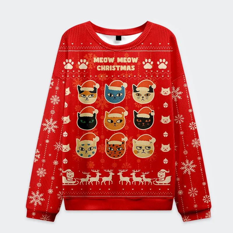 Meow Meow Funny Ugly Sweater, Ugly Xmas Sweater, Christmas Ugly Sweatshirt