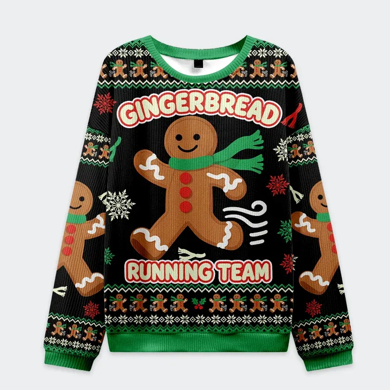 Running Gingerbread Man Funny Ugly Sweater, Ugly Xmas Sweater, Christmas Ugly Sweatshirt