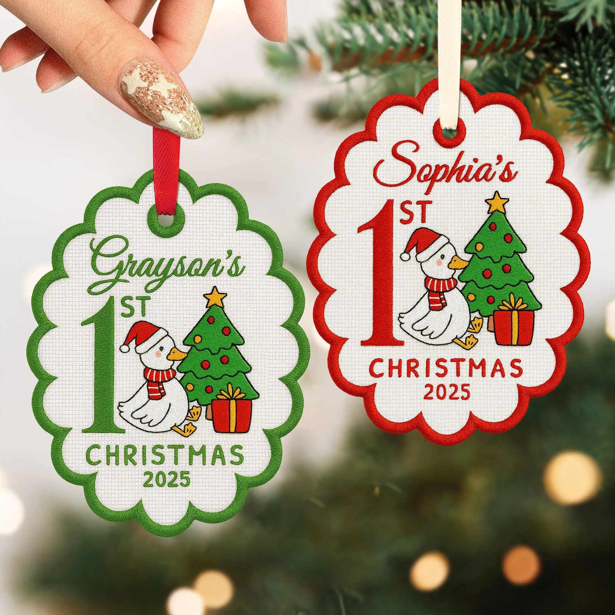 Baby First Christmas Ornament Acrylic Flat Ornaments, Unique Family Gift, Christmas Tree Decorations
