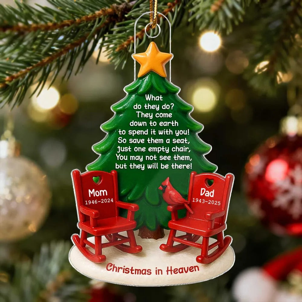 Christmas In Heaven Save A Seat Personalized Acrylic Ornament, Christmas Ornament, Christmas Gift