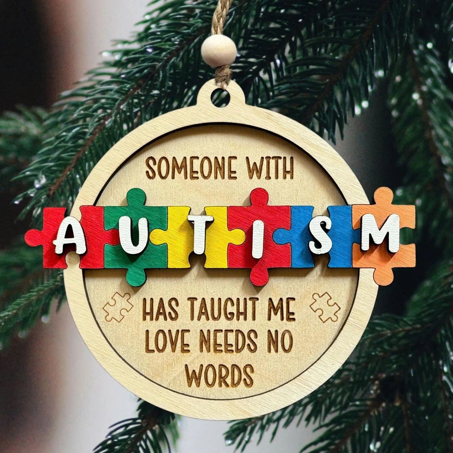Autism Christmas Wood Ornament, Christmas Sympathy Gifts, Christmas Tree Ornaments