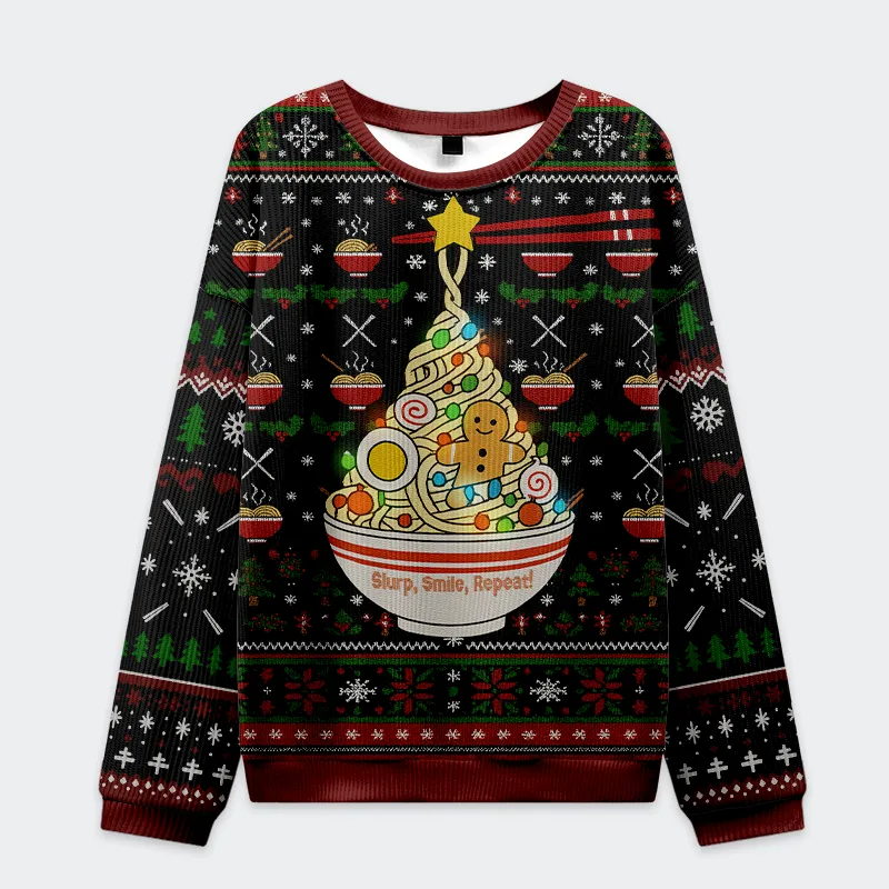 Noodles & Cheer Holiday Funny Ugly Sweater, Ugly Xmas Sweater, Christmas Ugly Sweatshirt