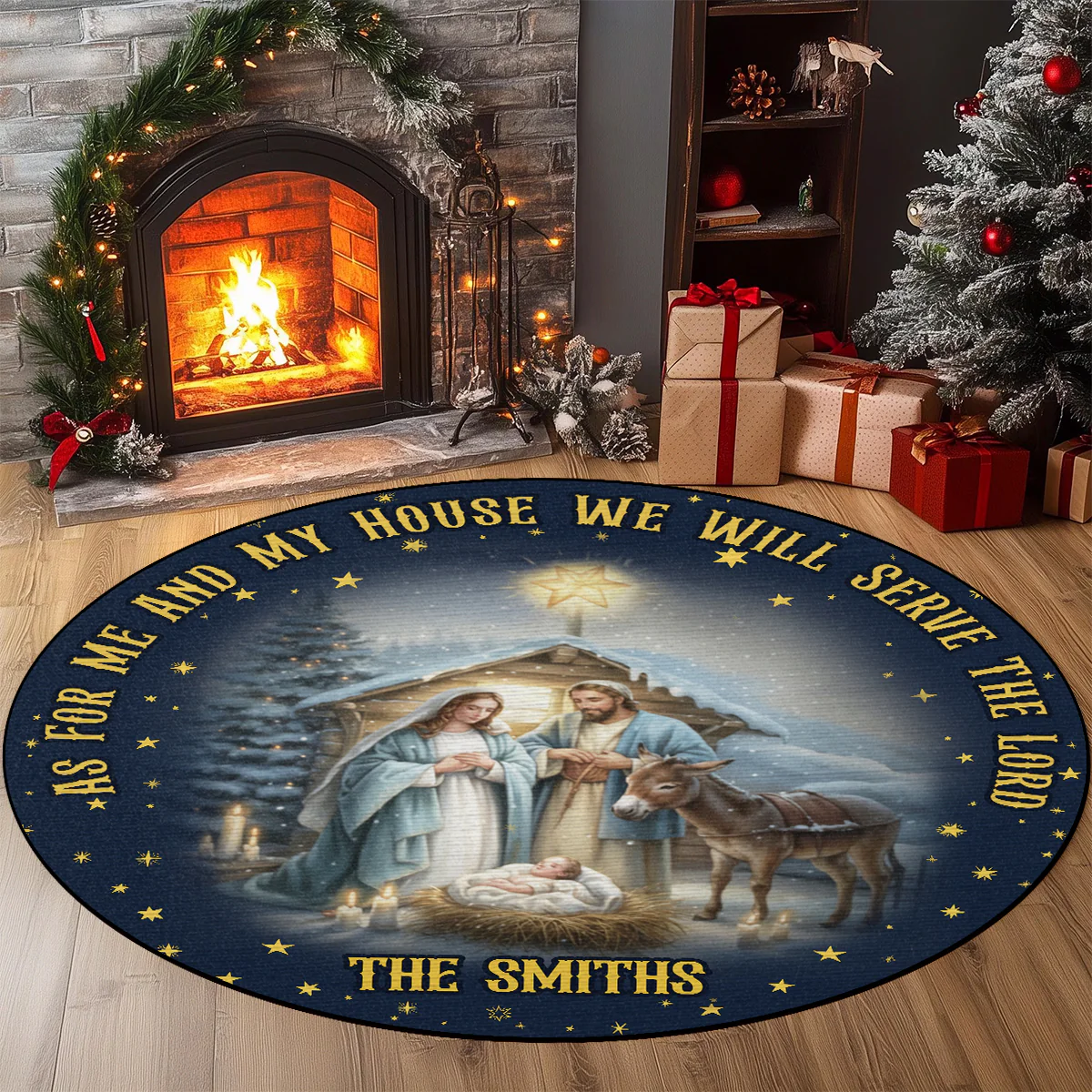 As For Me And My House We Will Serve The Lord Custom Round Rug, Christmas Rugs For Living Room
