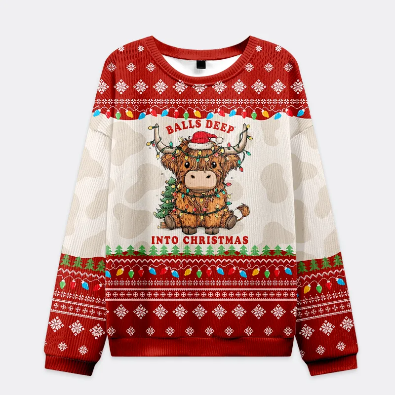 Deep In The Holiday Spirit With A Moo Funny Ugly Sweater, Ugly Xmas Sweater, Christmas Ugly Sweatshirt