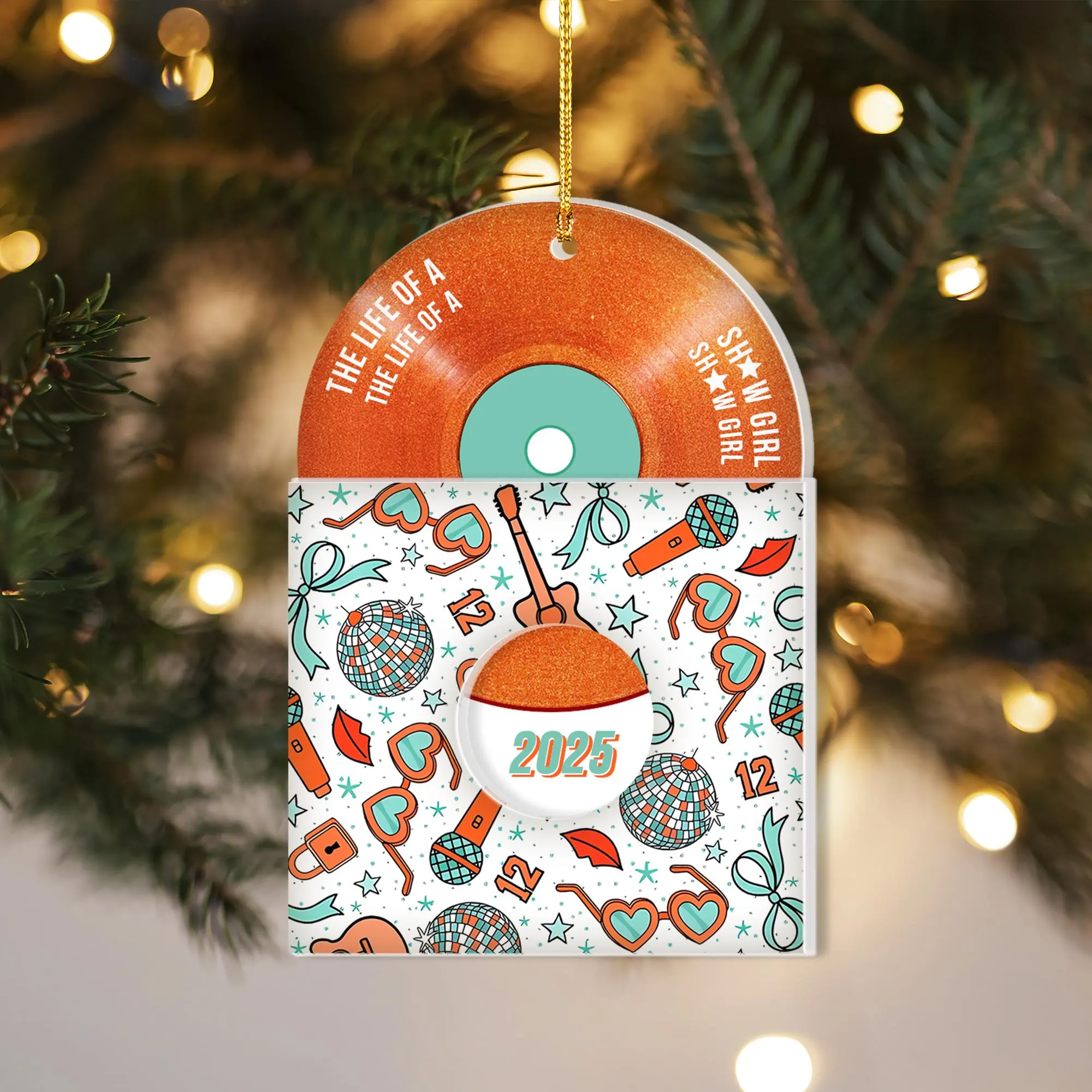 Showgirl Era Retro Vinyl Record Acrylic Ornament, Album Music Ornament, Music Themed Holiday Gift