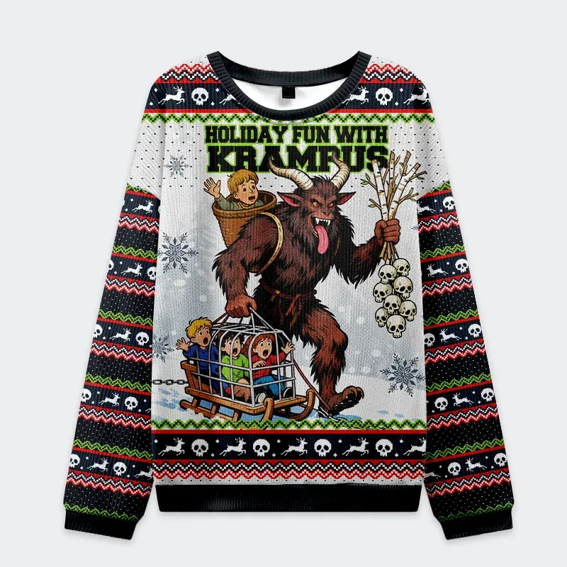 Krampus Catches Children Funny Ugly Sweater, Ugly Xmas Sweater, Christmas Ugly Sweatshirt