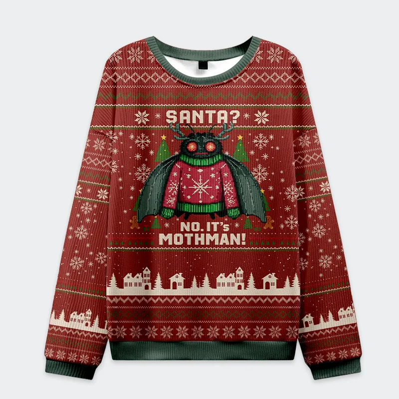 Santa? No, It’s Mothman! Funny Ugly Sweater, Ugly Xmas Sweater, Christmas Ugly Sweatshirt