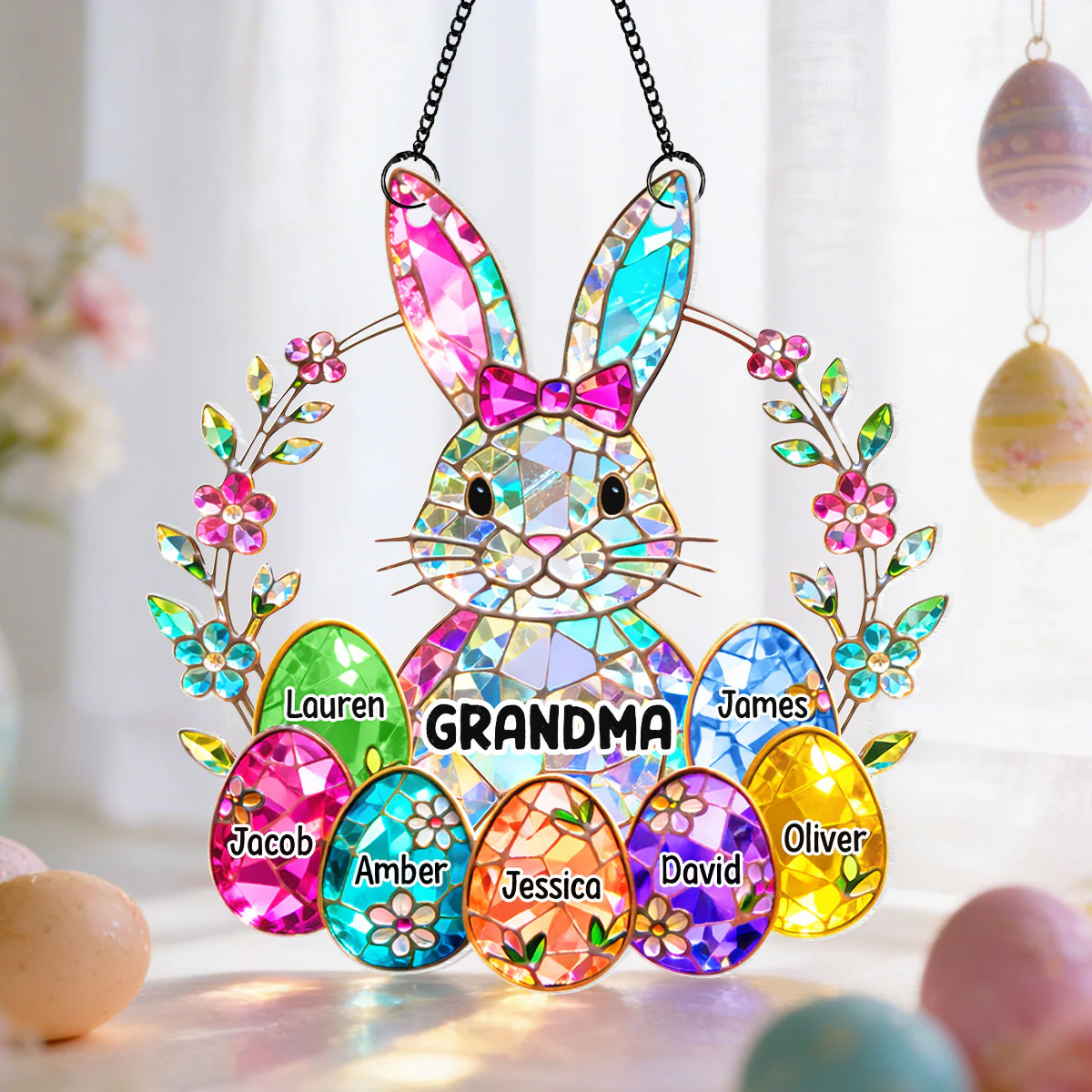 Bunny Grandma Acrylic Suncatcher, Suncatchers For Windows, Mother's Day Presents, Gift For Grandma