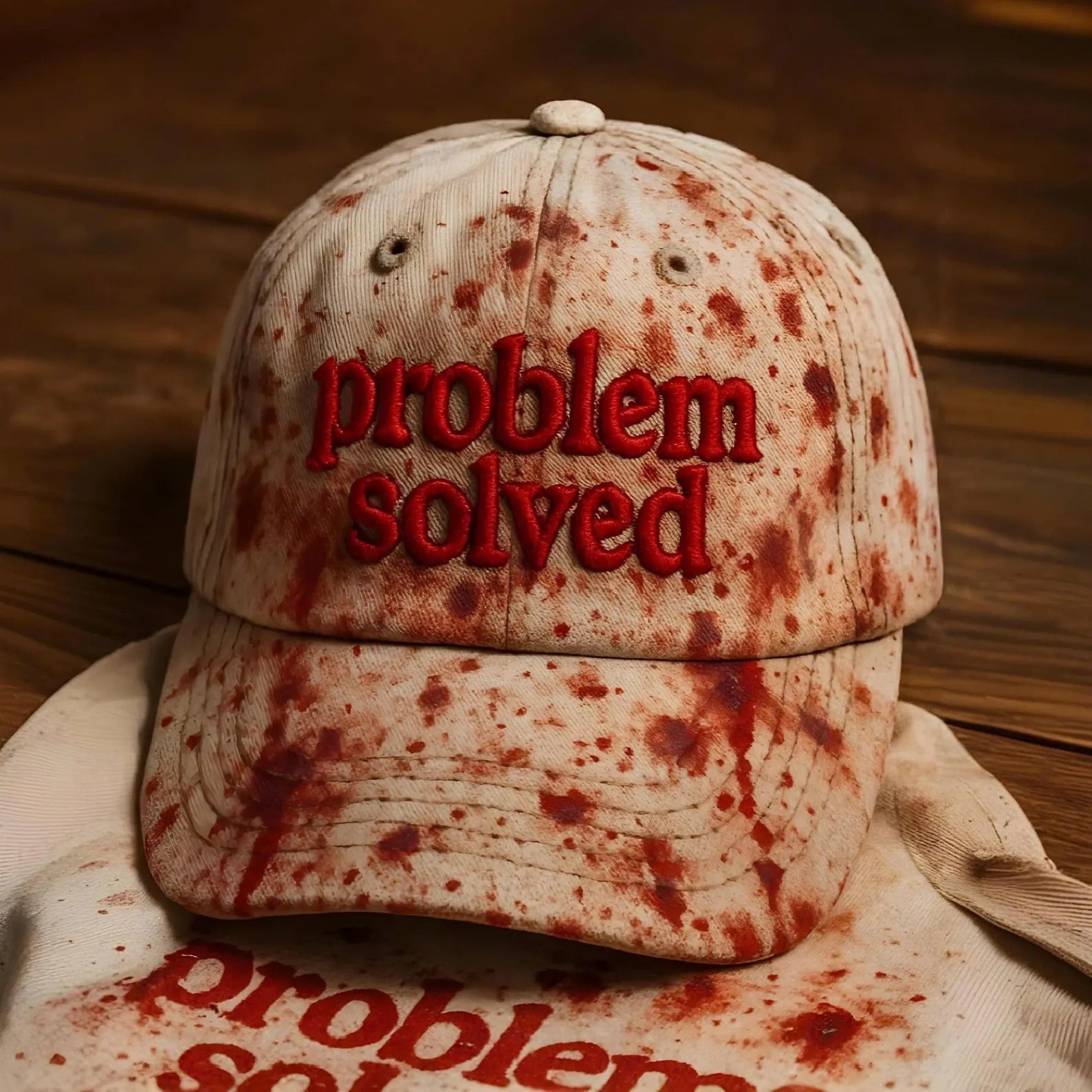 Problem Solved Hat Halloween Creepy Horror Cap Funny Halloween Hat Funny Gore Hat Blood Splatter Hat Halloween Gift Horror Gift