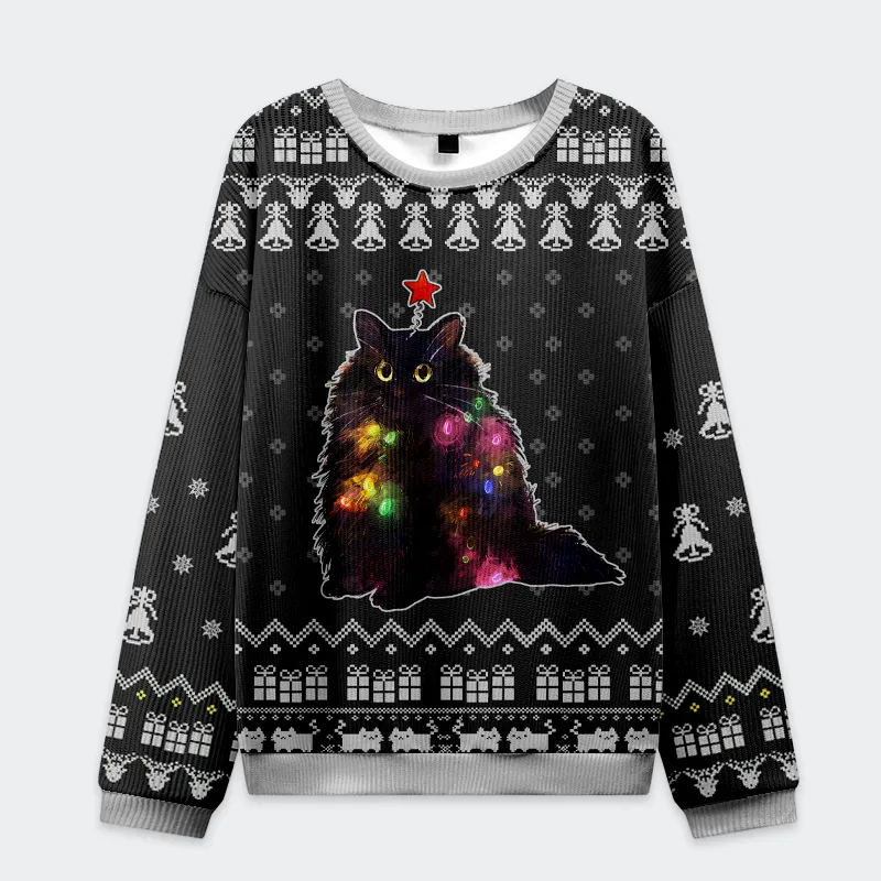 Funny Christmas Lights Cat Funny Ugly Sweater, Ugly Xmas Sweater, Christmas Ugly Sweatshirt