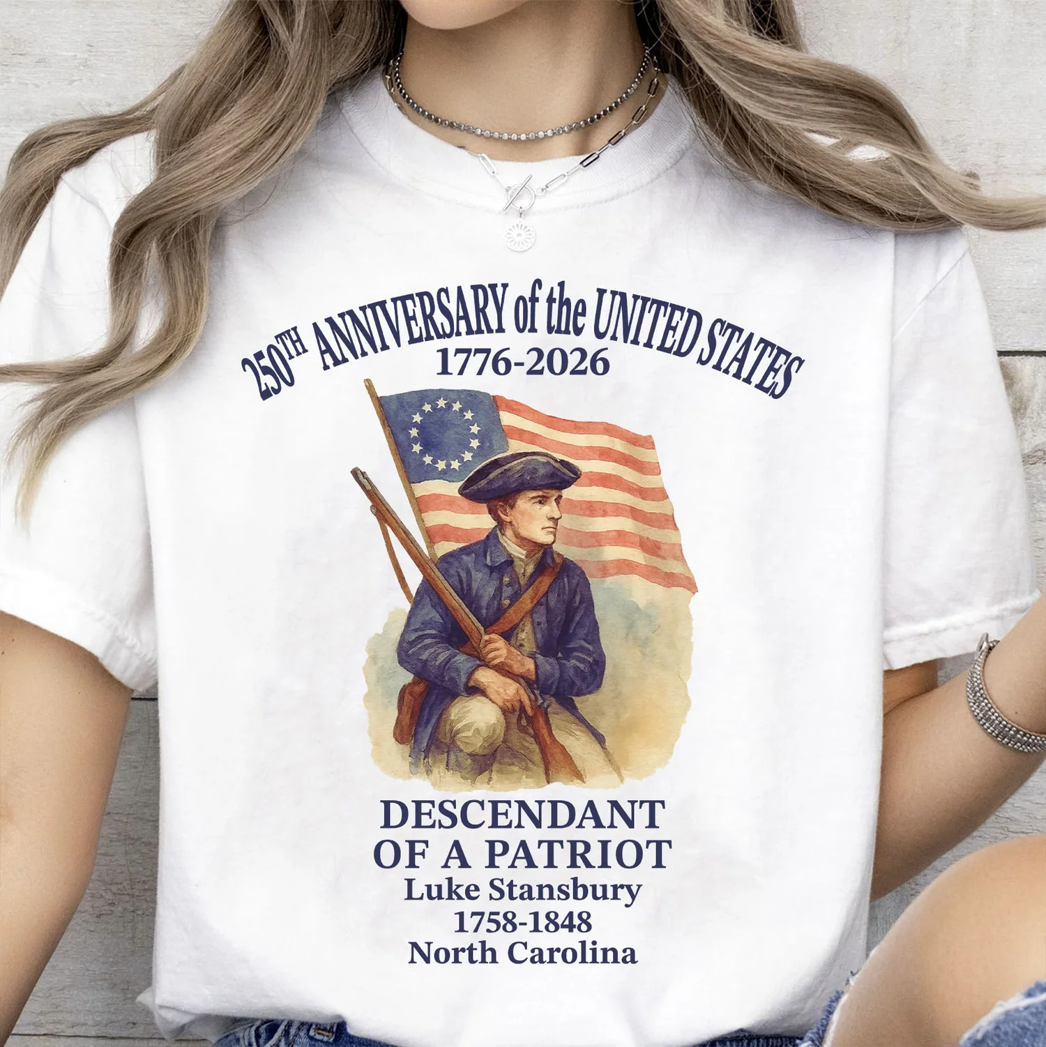 250th Anniversary Of The United States Descendant of a Patriot 4th Of July Tees, V-Neck Shirt