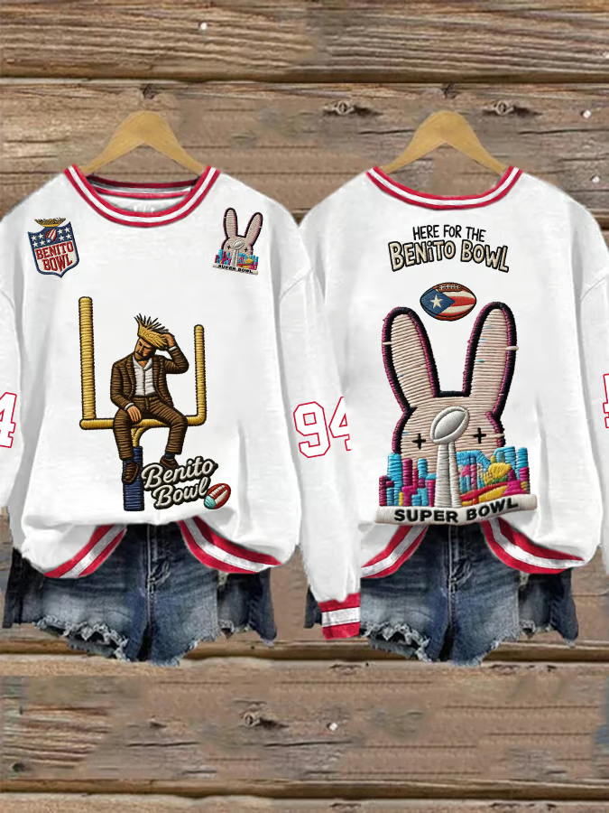 Big Game Bad Bunny Football Music Lover Printed Regular White Shirt, Bad Bunny Gift Jersey Football Shirt