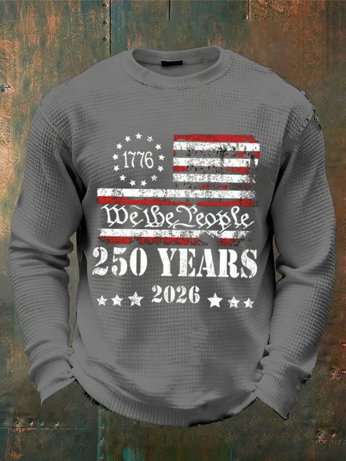 We The People 250 Years American Flag Pattern 250th Anniversary Cool 4th Of July Grey Vintage Long Sleeve Shirts
